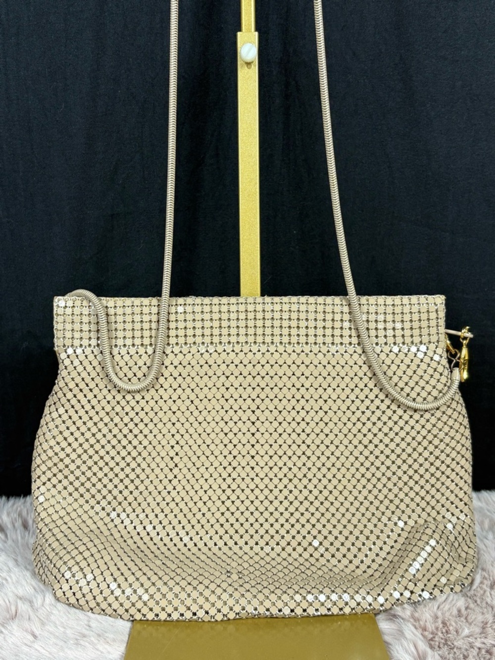 Vintage Bags by Marlo  Mesh Evening1980s Retro Alumesh Style Taupe Evening Bag